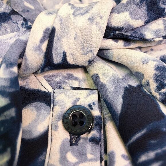 KARL Lagerfeld Tie Neck Floral Chiffon Button Down - Picture 5 of 9